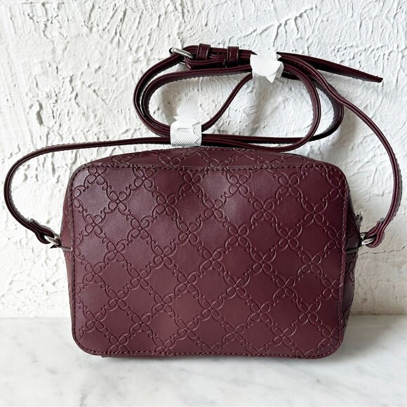 Nine West Calandra Mini Crossbody Bag Merlot Leather Women's Purse Zip Top - Picture 3 of 8